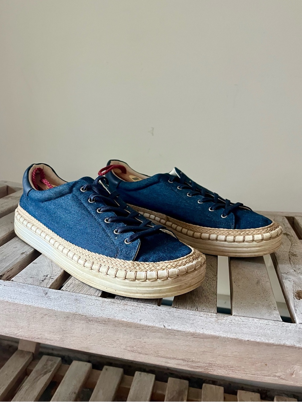 Sam Edelman Kavi Platform Espadrille Sneakers Denim Blue 8.5 Rope Sole - Picture 2 of 16